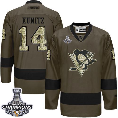Penguins 14 Chris Kunitz Green Salute to Service 2016 Stanley Cup Champions Stitched NHL Jersey