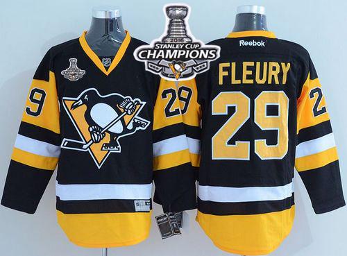 Penguins 29 Andre Fleury Black Alternate 2016 Stanley Cup Champions Stitched NHL Jersey