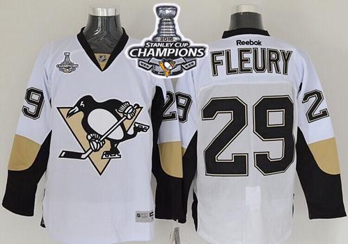 Penguins 29 Andre Fleury White 2016 Stanley Cup Champions Stitched NHL Jersey