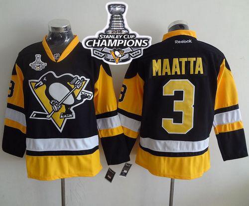 Penguins 3 Olli Maatta Black Alternate 2016 Stanley Cup Champions Stitched NHL Jersey