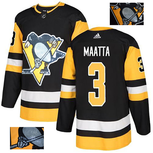 Penguins 3 Olli Maatta Black Glittery Edition  Jersey