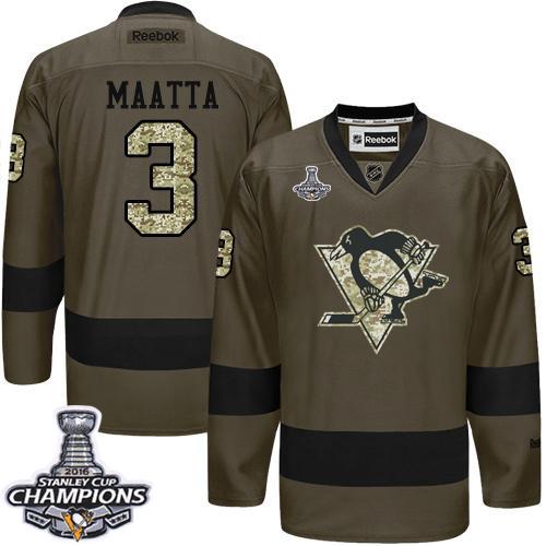 Penguins 3 Olli Maatta Green Salute to Service 2016 Stanley Cup Champions Stitched NHL Jersey