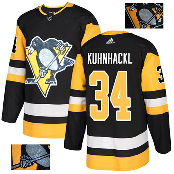 Penguins 34 Tom Kuhnhackl Black Glittery Edition  Jersey