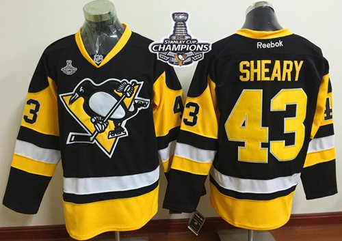 Penguins 43 Conor Sheary Black Alternate 2016 Stanley Cup Champions Stitched NHL Jersey
