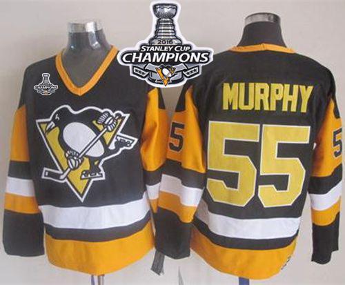 Penguins 55 Larry Murphy Black CCM Throwback 2016 Stanley Cup Champions Stitched NHL Jersey