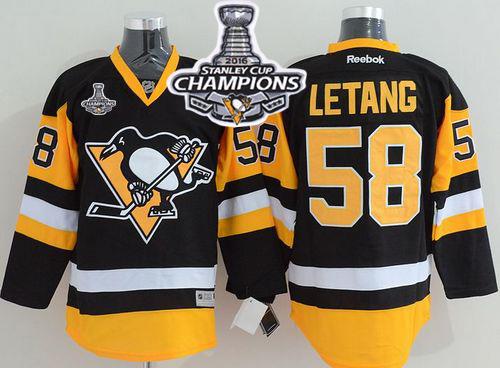 Penguins 58 Kris Letang Black Alternate 2016 Stanley Cup Champions Stitched NHL Jersey