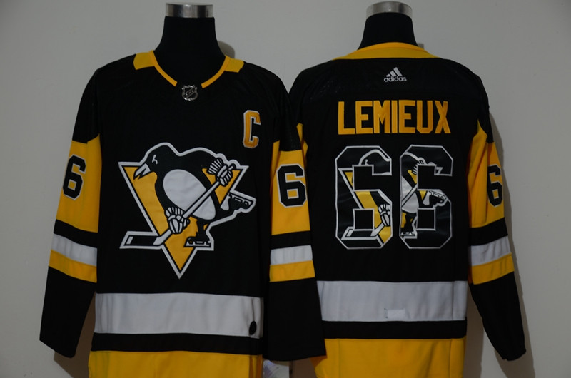 Penguins 66 Mario Lemieux Black Adidas Fashion Jersey