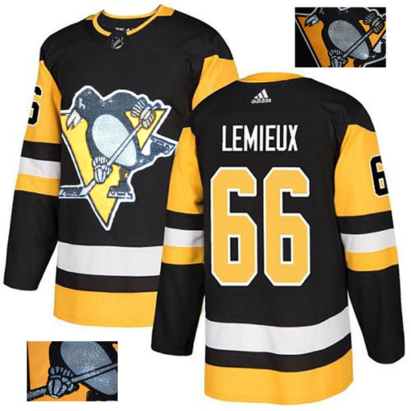 Penguins 66 Mario Lemieux Black Glittery Edition  Jersey