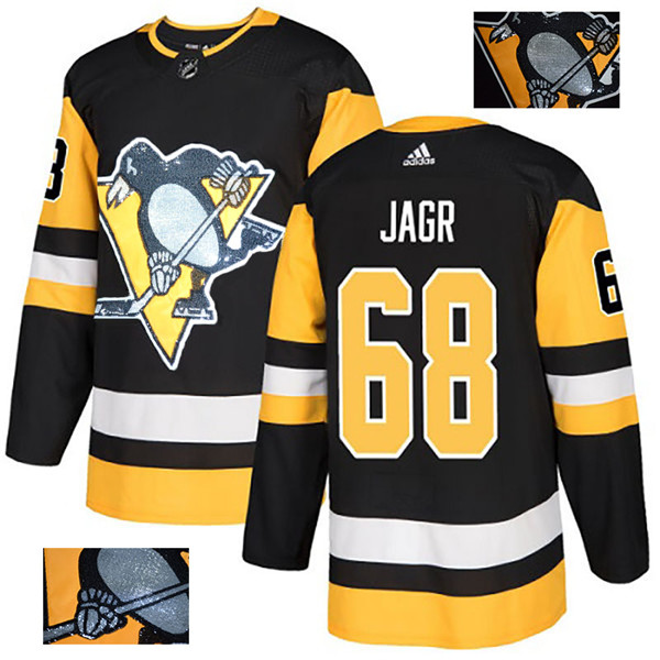 Penguins 68 Jaromir Jagr Black Glittery Edition  Jersey