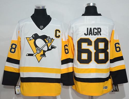 Penguins 68 Jaromir Jagr White New Away Stitched NHL Jersey