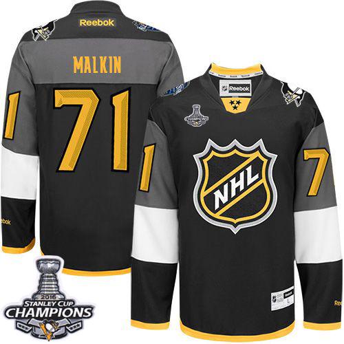 Penguins 71 Evgeni Malkin Black 2016 All Star Stanley Cup Champions Stitched NHL Jersey