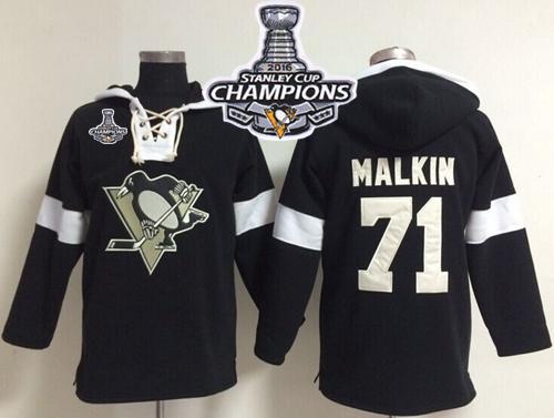 Penguins 71 Evgeni Malkin Black 2016 Stanley Cup Champions NHL Pullover Hoodie