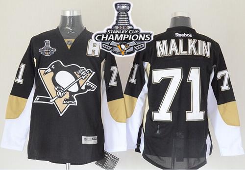 Penguins 71 Evgeni Malkin Black 2016 Stanley Cup Champions Stitched NHL Jersey