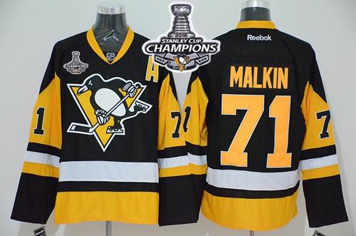 Penguins 71 Evgeni Malkin Black Alternate 2016 Stanley Cup Champions Stitched NHL Jersey