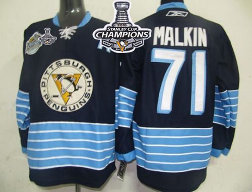 Penguins 71 Evgeni Malkin Dark BLue 2011 Winter Classic Vintage 2016 Stanley Cup Champions Stitched NHL Jersey