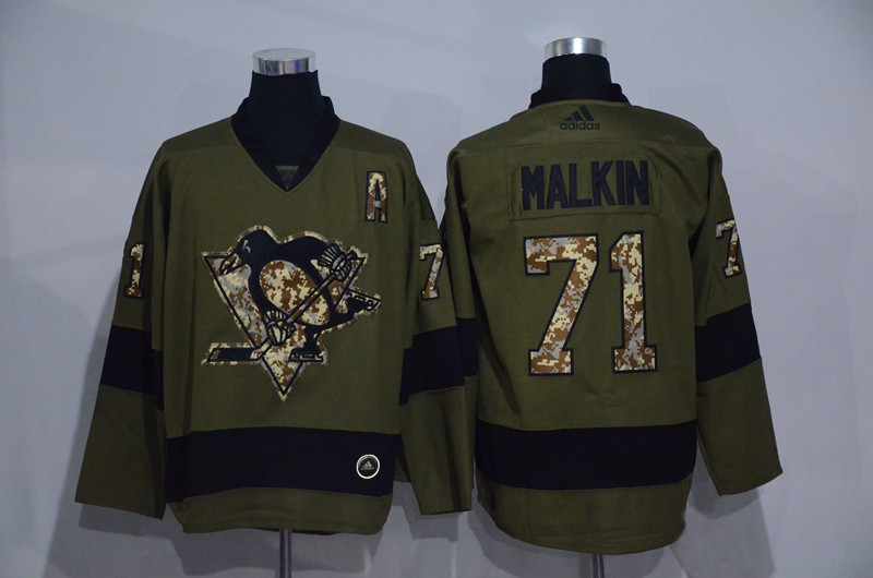 Penguins 71 Evgeni Malkin Olive Adidas Jersey