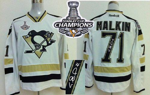Penguins 71 Evgeni Malkin White 2014 Stadium Series Autographed 2016 Stanley Cup Champions Stitched NHL Jersey