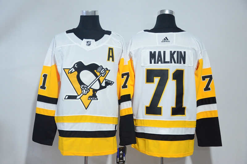 Penguins 71 Evgeni Malkin White  Jersey