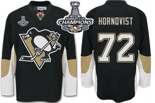 Penguins 72 Patric Hornqvist Black Home 2016 Stanley Cup Champions Stitched NHL Jersey