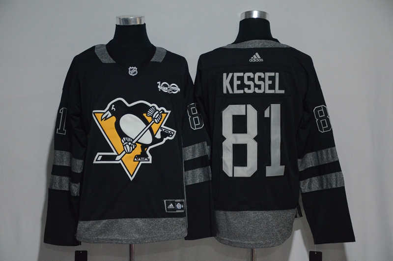 Penguins 81 Phil Kessel Black 100th Anniversary  Jersey