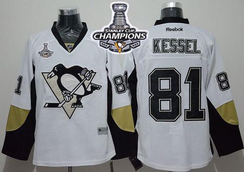 Penguins 81 Phil Kessel White Away 2016 Stanley Cup Champions Stitched NHL Jersey