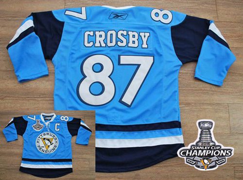 Penguins 87 Sidney Crosby Baby Blue 2011 Winter Classic Vintage 2016 Stanley Cup Champions Stitched NHL Jersey