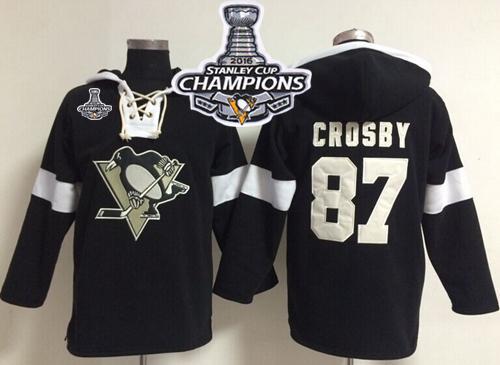 Penguins 87 Sidney Crosby Black 2016 Stanley Cup Champions NHL Pullover Hoodie