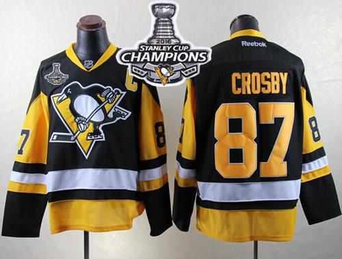 Penguins 87 Sidney Crosby Black Alternate 2016 Stanley Cup Champions Stitched NHL Jersey