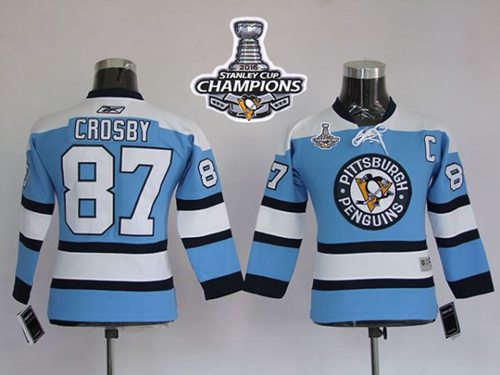 Penguins 87 Sidney Crosby Blue 2016 Stanley Cup Champions Stitched NHL Jersey