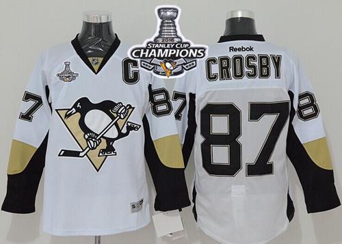 Penguins 87 Sidney Crosby White 2016 Stanley Cup Champions Stitched NHL Jersey