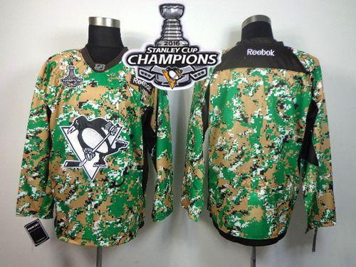 Penguins Blank Camo Veterans Day Practice 2016 Stanley Cup Champions Stitched NHL Jersey