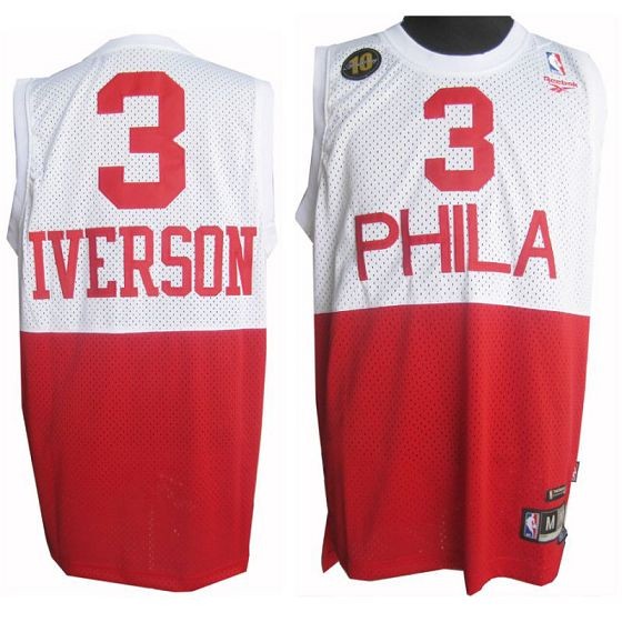 Philadelphia 76ers 3 Allen Iverson Soul Swingman Stitched White and Red Jersey
