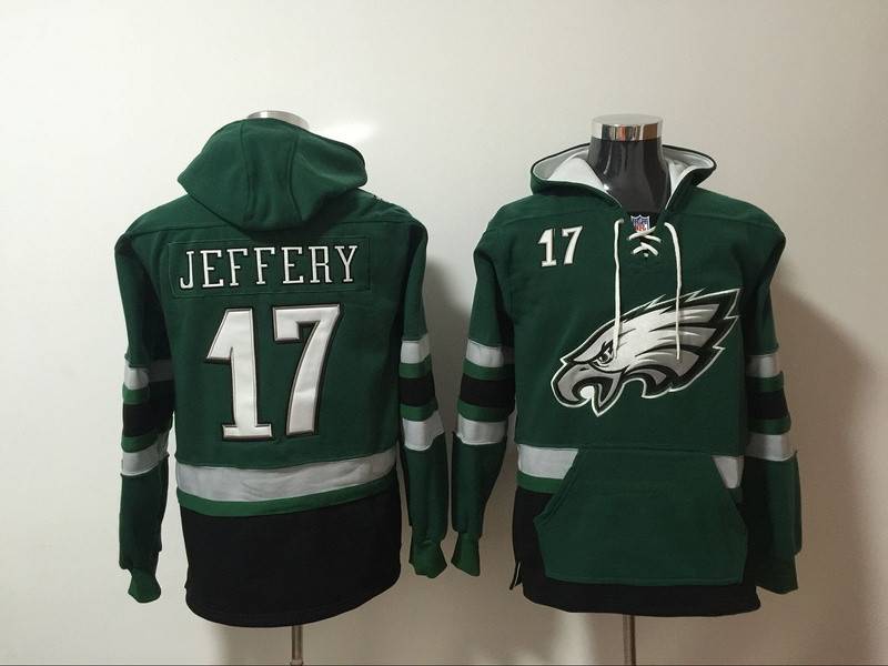 Philadelphia Eagles 17 Alshon Jeffery Green All Stitched Hooded Sweatshirt