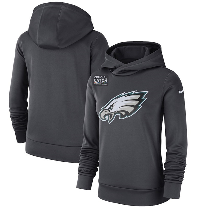 Philadelphia Eagles Anthracite Women's  Crucial Catch Performance Hoodie