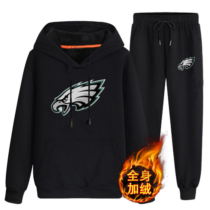 Philadelphia Eagles Black Plus Velvet Pullover Hoodie & Pant