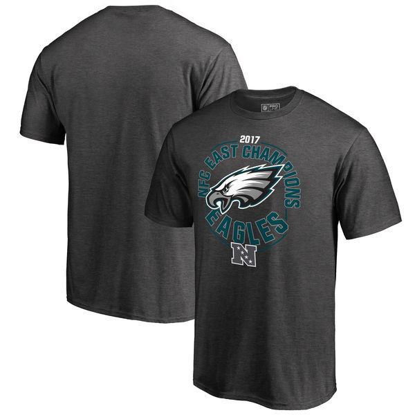 Philadelphia Eagles NFL Pro Line by Fanatics Branded 2017 NFC East Division Champions T Shirt Heather Charcoal