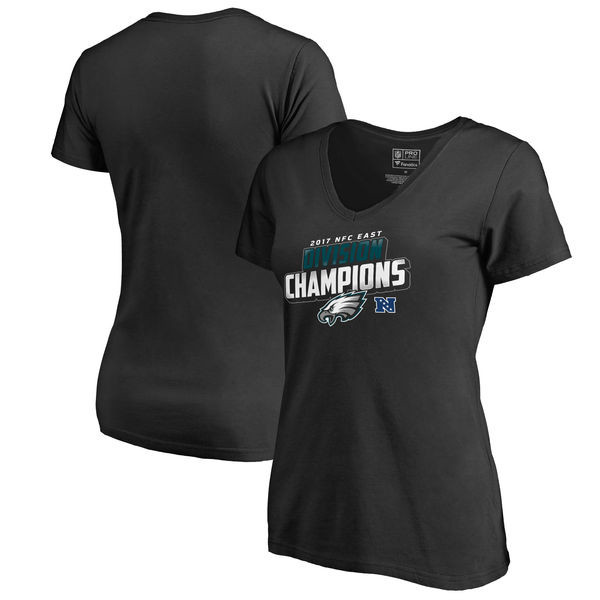 Philadelphia Eagles NFL Pro Line by Fanatics Branded Women's 2017 NFC East Division Champions V Neck T Shirt Black