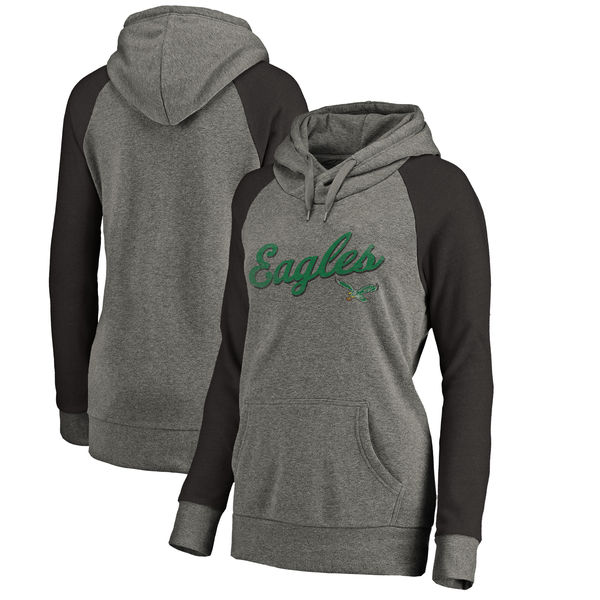 Philadelphia Eagles NFL Pro Line by Fanatics Branded Women's Timeless Collection Rising Script Plus Size Tri Blend Hoodie Ash