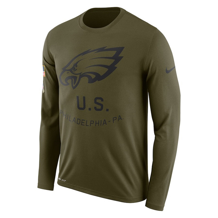 Philadelphia Eagles  Salute to Service Sideline Legend Performance Long Sleeve T Shirt Olive