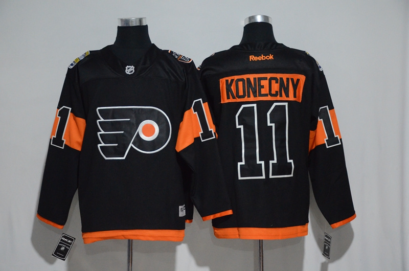 Philadelphia Flyers 11 Travis Konecny Authentic Black 2017 Stadium Series NHL Jersey