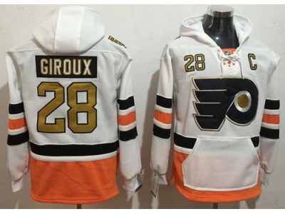 Philadelphia Flyers 28 Claude Giroux White 3rd Name and Number Pullover NHL Hoodie