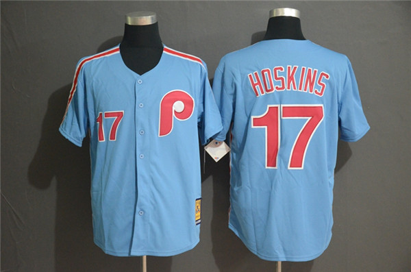 Phillies 17 Rhys Hoskins Blue Cooperstown Collection Jersey