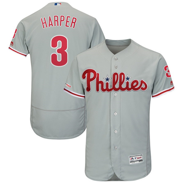 Phillies 3 Bryce Harper Gray 150th Patch Flexbase Collection