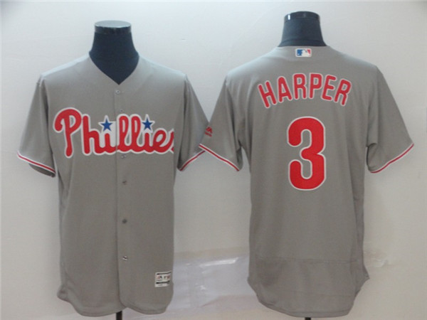 Phillies 3 Bryce Harper Gray Flexbase Jersey