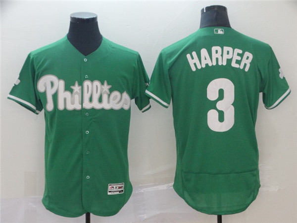 Phillies 3 Bryce Harper Green Flexbase Jersey