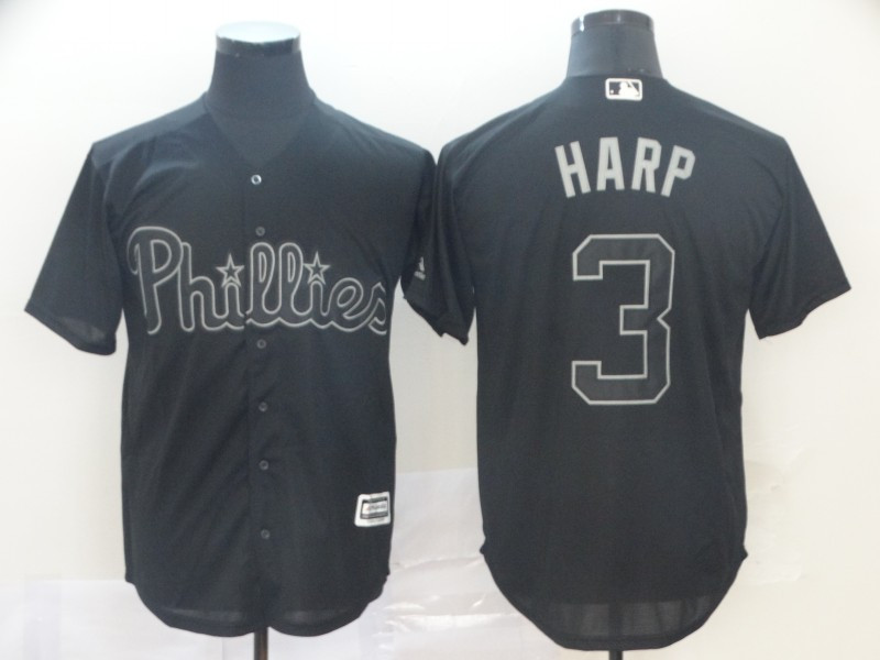 Phillies 3 Bryce Harper Harp Black 2019 Players' Weekend Player Jersey