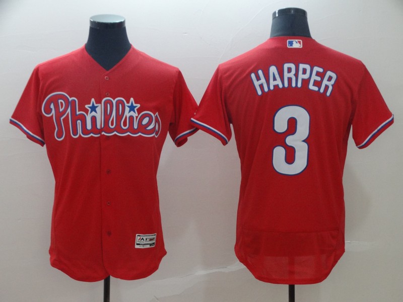 Phillies 3 Bryce Harper Scarlet Flexbase Jersey