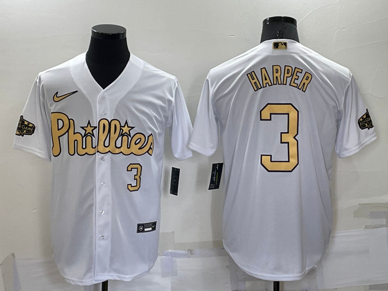 Phillies 3 Bryce Harper White Nike 2022 MLB All Star Cool Base Jersey