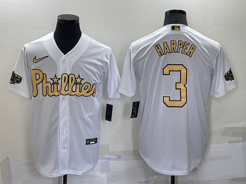 Phillies 3 Bryce Harper White Nike 2022 MLB All Star Cool Base Jerseys