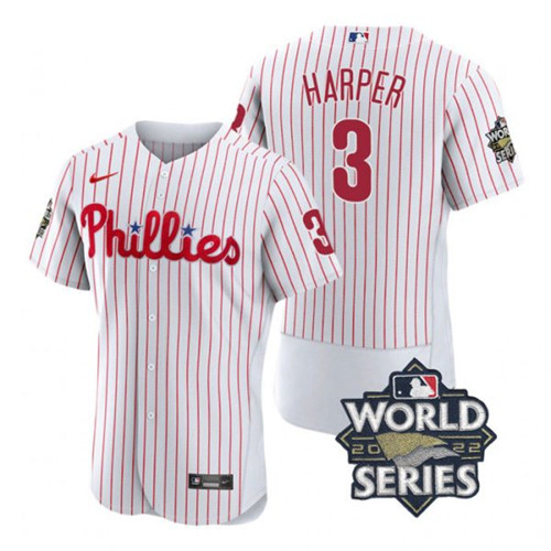 Phillies 3 Bryce Harper White Nike 2022 World Series Flexbase Jersey